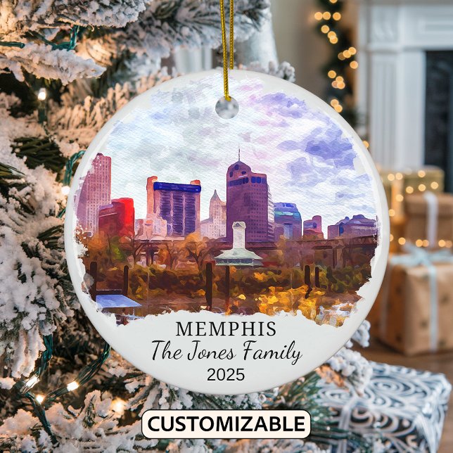 Personalized Memphis Ornament, Tennessee State Ceramic Ornament (Creator Uploaded)