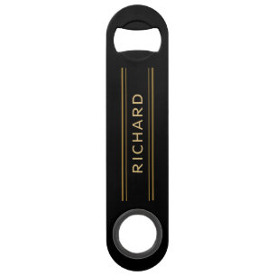 Personalized Men Gifts   Gold Black Bottle Opener Bar Key