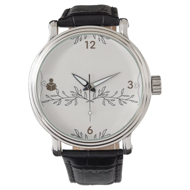 Personalized Men’s Vintage Black Leather Watch (Front)