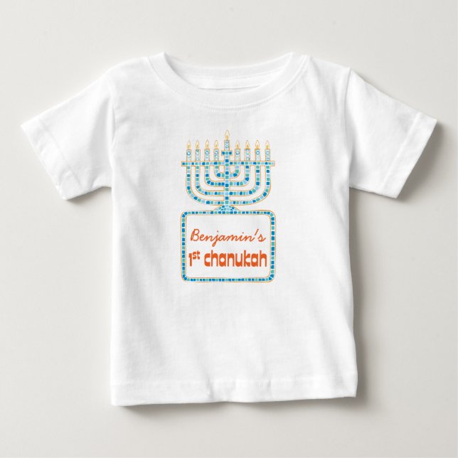 Personalized Menorah 1st Chanukah Tee (Front)