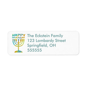 Personalized Menorah Happy Hanukkah Address Labels