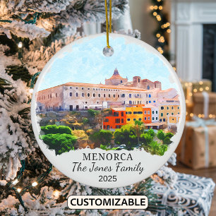 Personalized Menorca Ornament, Spain Ceramic Ornament
