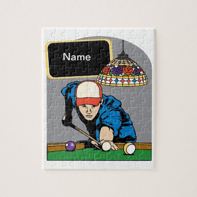 Personalized Mens Billiards Jigsaw Puzzle (Vertical)