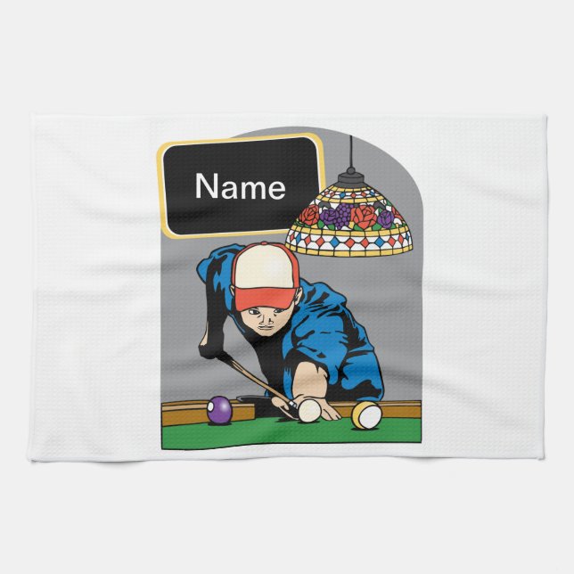 Personalized Mens Billiards Kitchen Towel (Horizontal)