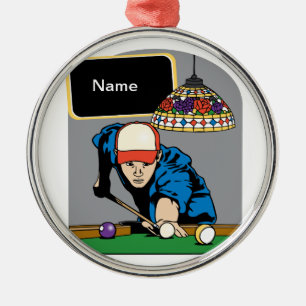 Personalized Mens Billiards Metal Ornament