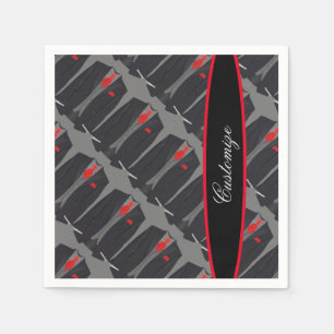 Personalized Men's Black Suit & Red Tie Napkins