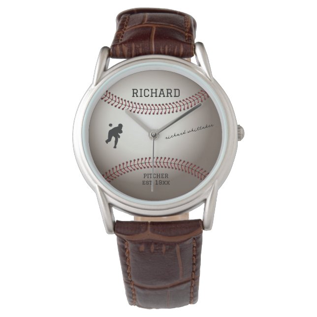 Personalized Men's Inspired Baseball Souvenir Gift Watch (Front)