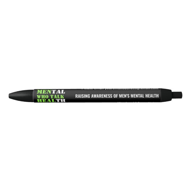Personalized Mens Mental Health Awareness Black Ink Pen (Front)