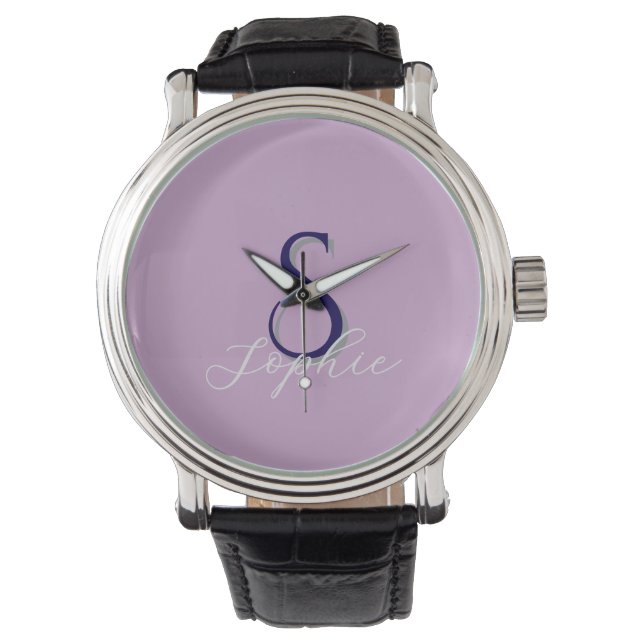 Personalized Men's Monogram Name in Lavender Watch (Front)