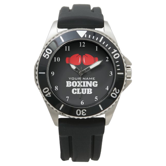 Personalized men's watch with boxing glove logo (Front)