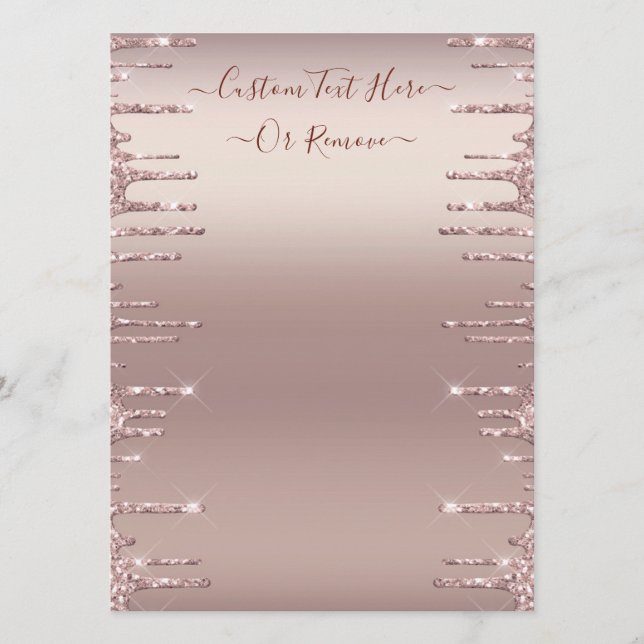 Personalized Menu Example Rose Gold Sparkly Drips (Front)