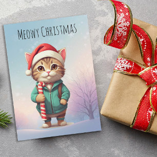 Personalized Meowy Christmas Funny Cat Holiday Card