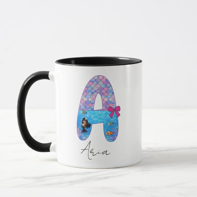 Personalized Mermaid Alphabet Letter A  Mug (Left)