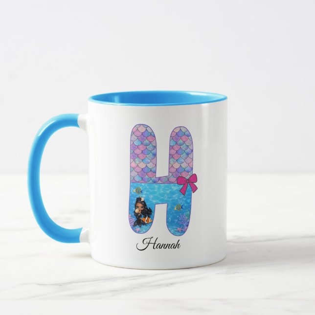 Personalized Mermaid Alphabet Letter H Mug (Left)