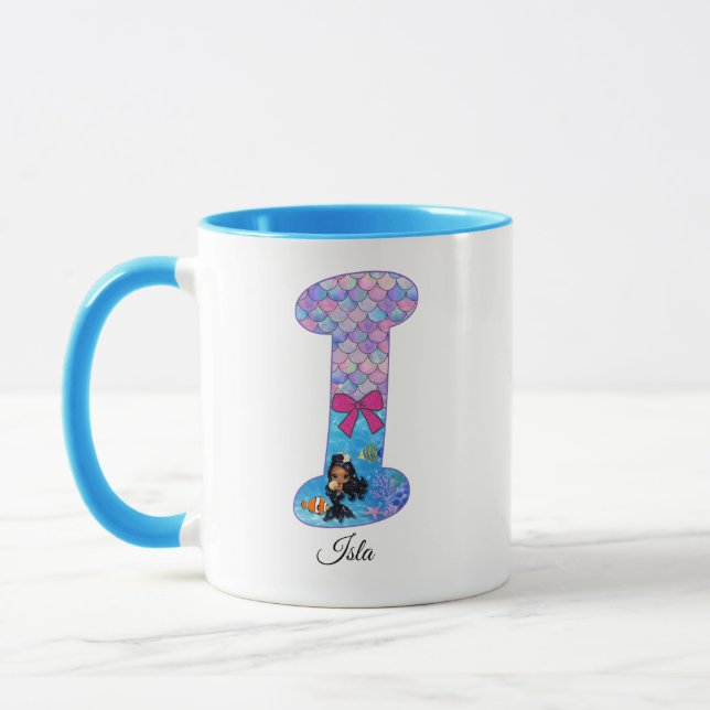 Personalized Mermaid Alphabet Letter I Mug (Left)