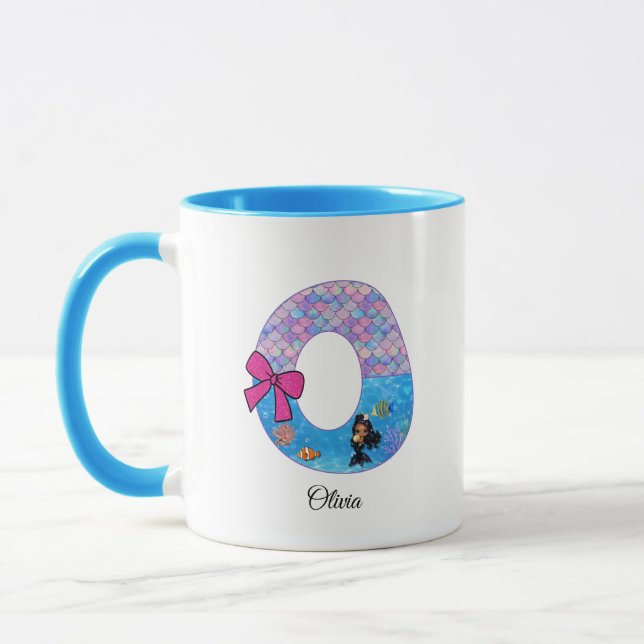 Personalized Mermaid Alphabet Letter O Mug (Left)
