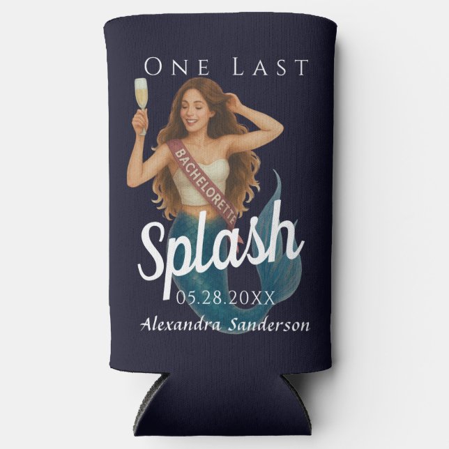 personalized mermaid bachelorette Beach Seltzer Can Cooler (Front)