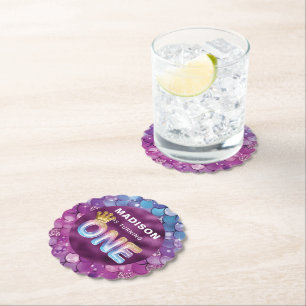 Personalized Mermaid Birthday Pink Paper Coaster