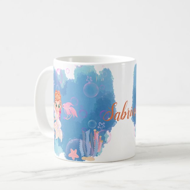 Personalized Mermaid  Coffee Mug (Front Left)