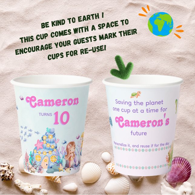 Personalized Mermaid Eco Friendly Under the Sea Paper Cups (Creator Uploaded)