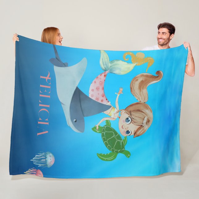 Personalized Mermaid  Fleece Blanket (In Situ)