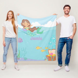 Personalized Mermaid  Fleece Blanket