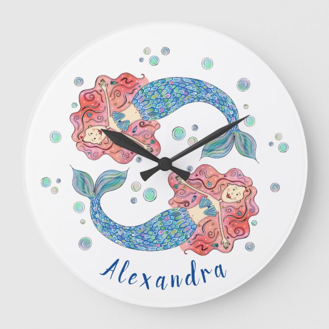 Personalized Mermaid Large Clock (Front)