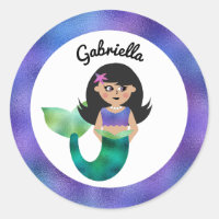 Personalized Mermaid Latino Trendy Faux Foil Girls