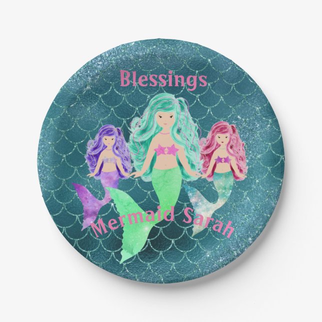 Personalized Mermaid Paper Plate (Front)