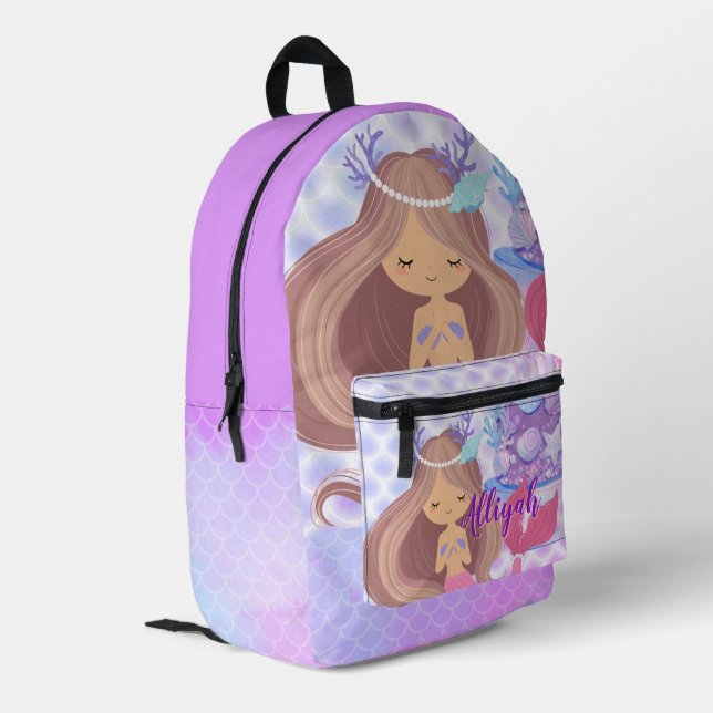 Personalized Mermaid Printed Backpack (Back Corner Left)