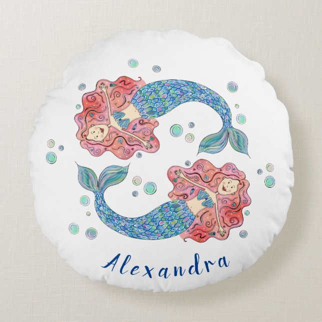 Personalized Mermaid Round cushion (Front)