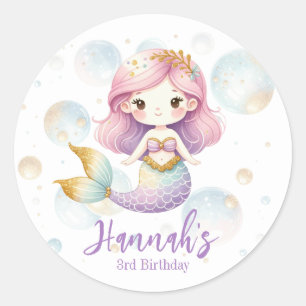 Personalized Mermaid Round Stickers