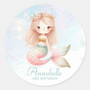 Personalized Mermaid Round Stickers