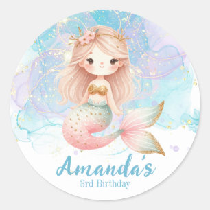 Personalized Mermaid Round Stickers