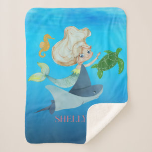 Personalized Mermaid Sherpa Blanket