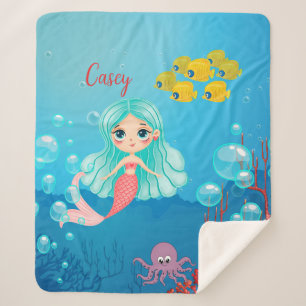 Personalized Mermaid Sherpa Blanket