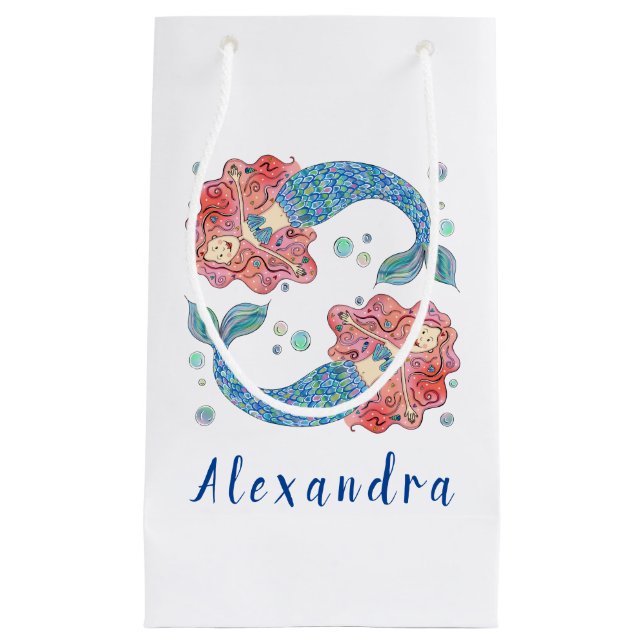 Personalized Mermaid Small Gift Bag (Front)