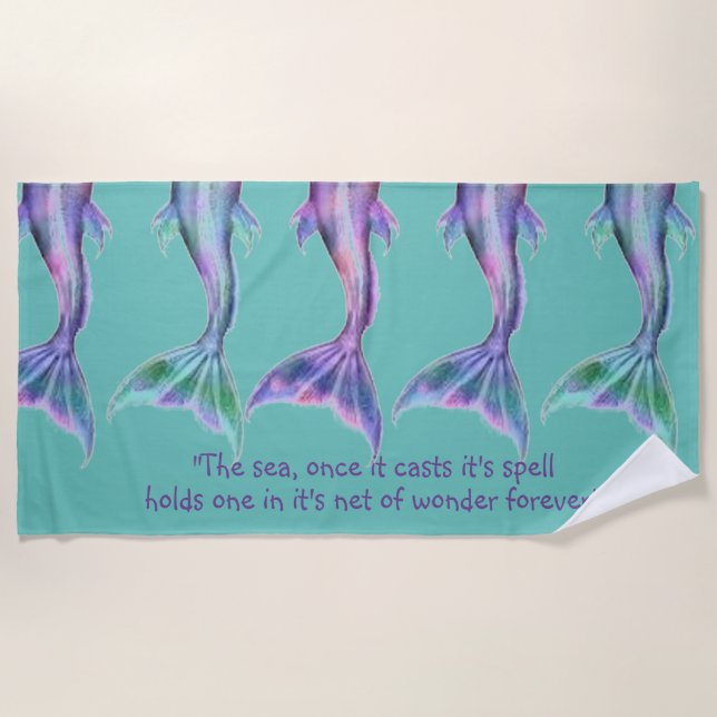 Personalized Mermaid Tails Beach Towel (Front)