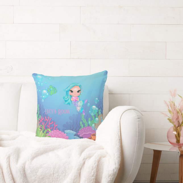 Personalized Mermaid Throw Pillow (Couch)