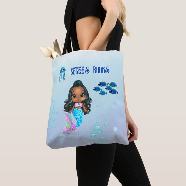 Personalized Mermaid  Tote Bag (Close Up)