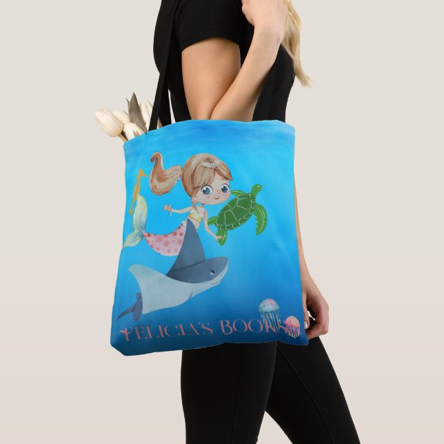 Personalized Mermaid  Tote Bag (Close Up)