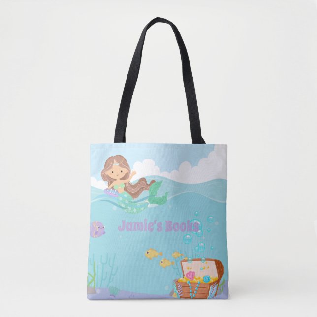 Personalized Mermaid  Tote Bag (Front)