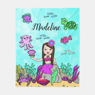 Personalized Mermaid Under the Sea Blanket