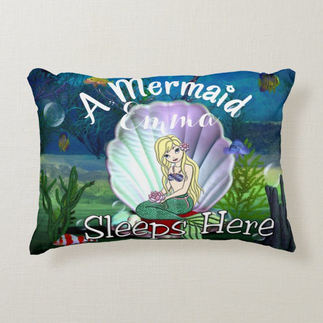 Personalized Mermaid Under the Sea Pillow (Front)