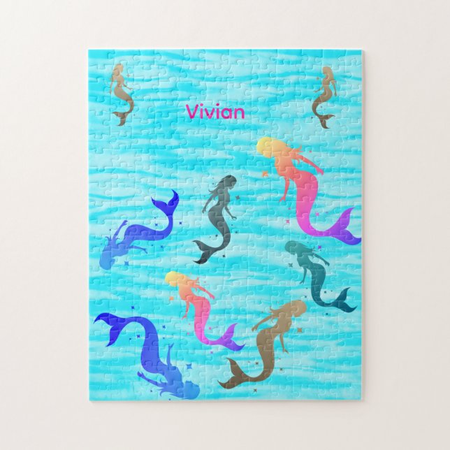 Personalized Mermaid Underwater Adventure  Jigsaw Puzzle (Vertical)