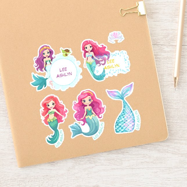 Personalized Mermaid Underwater Name Labels  (Notebook)