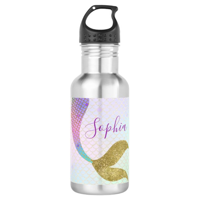 Personalized Mermaid Water Bottle Mermaid Tail (Front)
