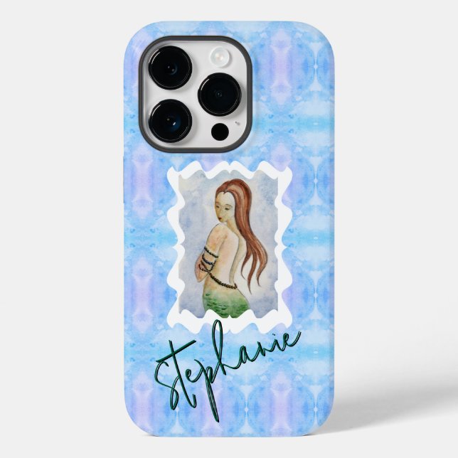 Personalized Mermaid Watercolor Original Art Case-Mate iPhone Case (Back)