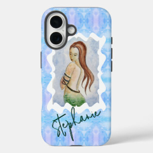Personalized Mermaid Watercolor Original Art iPhone 16 Case
