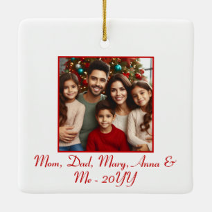 Personalized "Merry and Bright" Red Christmas Ceramic Ornament